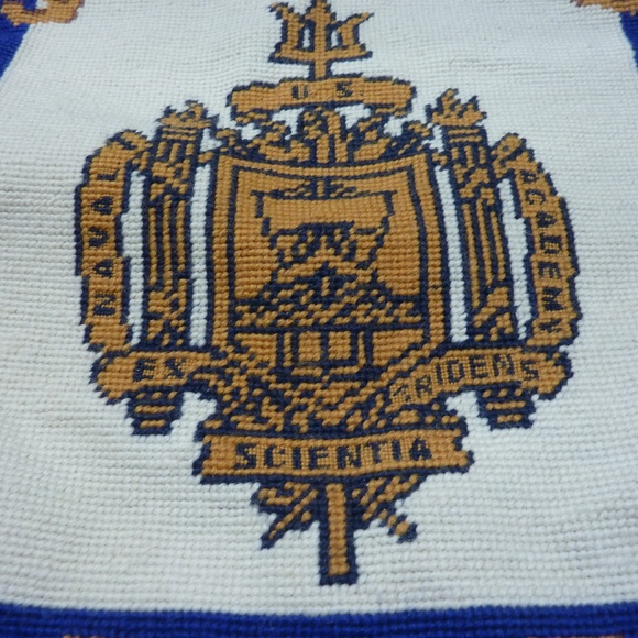 VINTAGE US NAVAL ACADEMY Pillow Cover 13x13 100% Wool Zip Closure - Picture 5 of 7